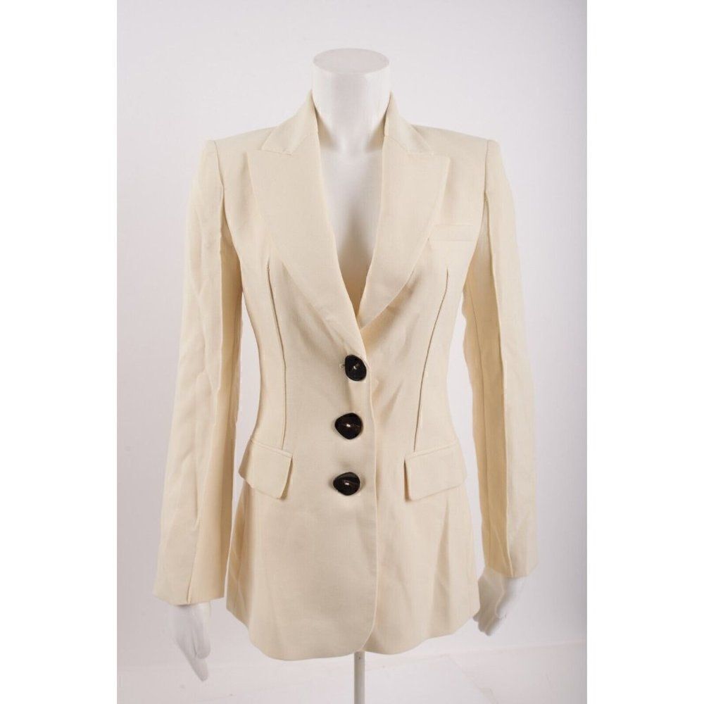 Zara Womens Tailored Blazer Suit Jacket XS Ivory Ecru 3 Button 8538/484 NWT